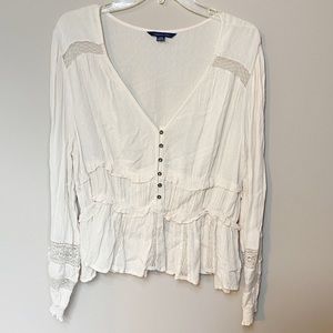New without tags Cream long sleeve boho top